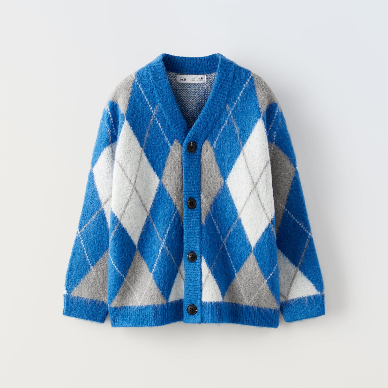 

Кардиган Zara Diamond Pattern Knitted, синий