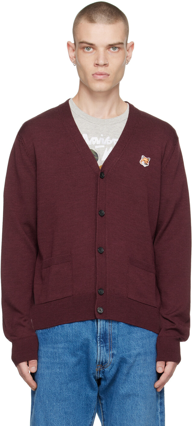

Бордовый кардиган с лисой Maison Kitsuné