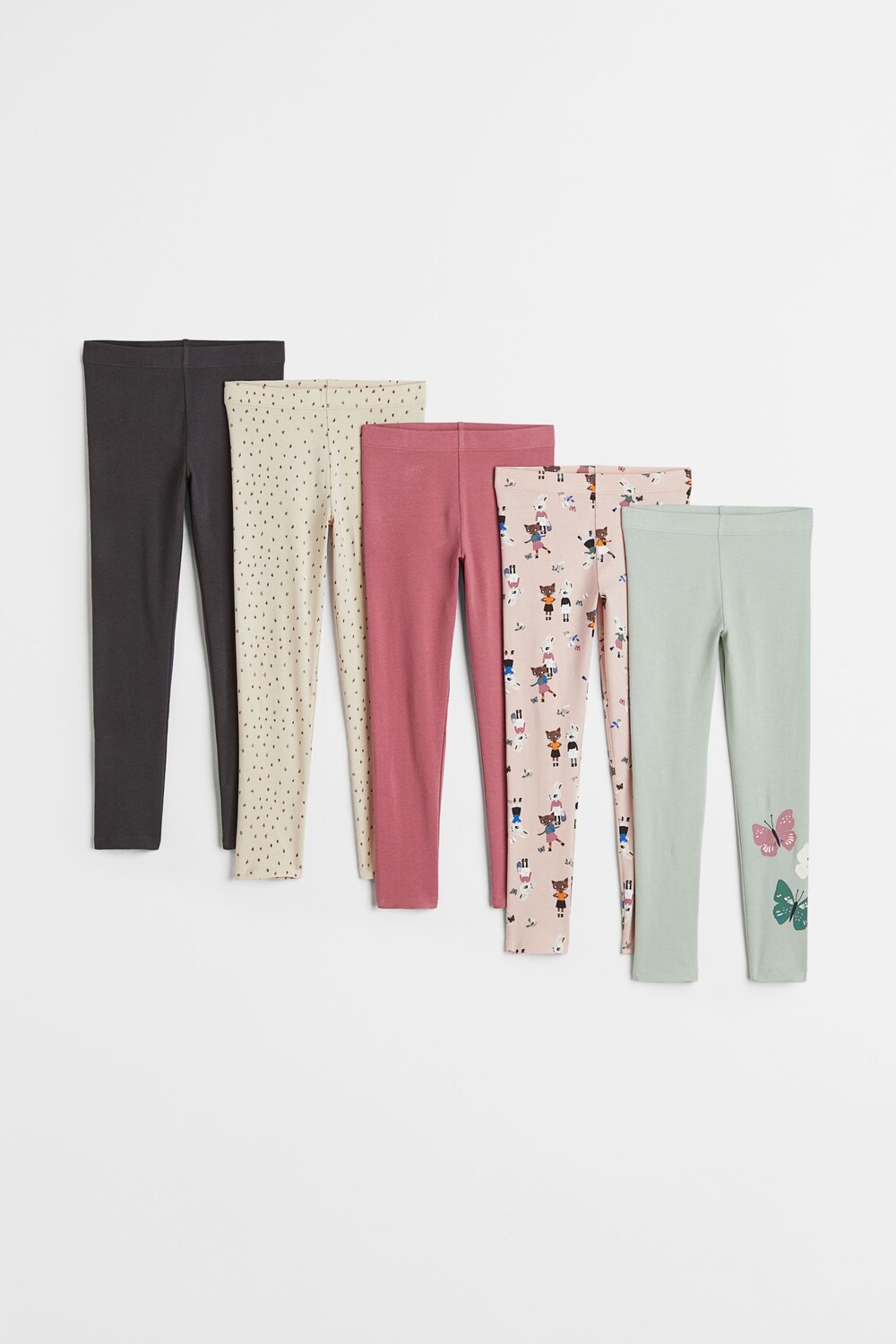 

5 пар леггинсов из хлопка H&M, салатовый/бабочки