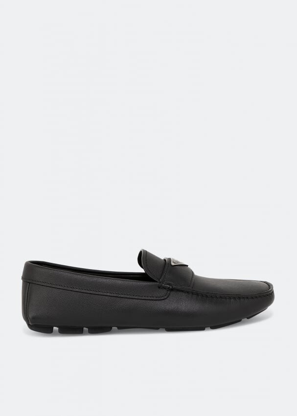 

Лоферы PRADA Leather loafers, черный