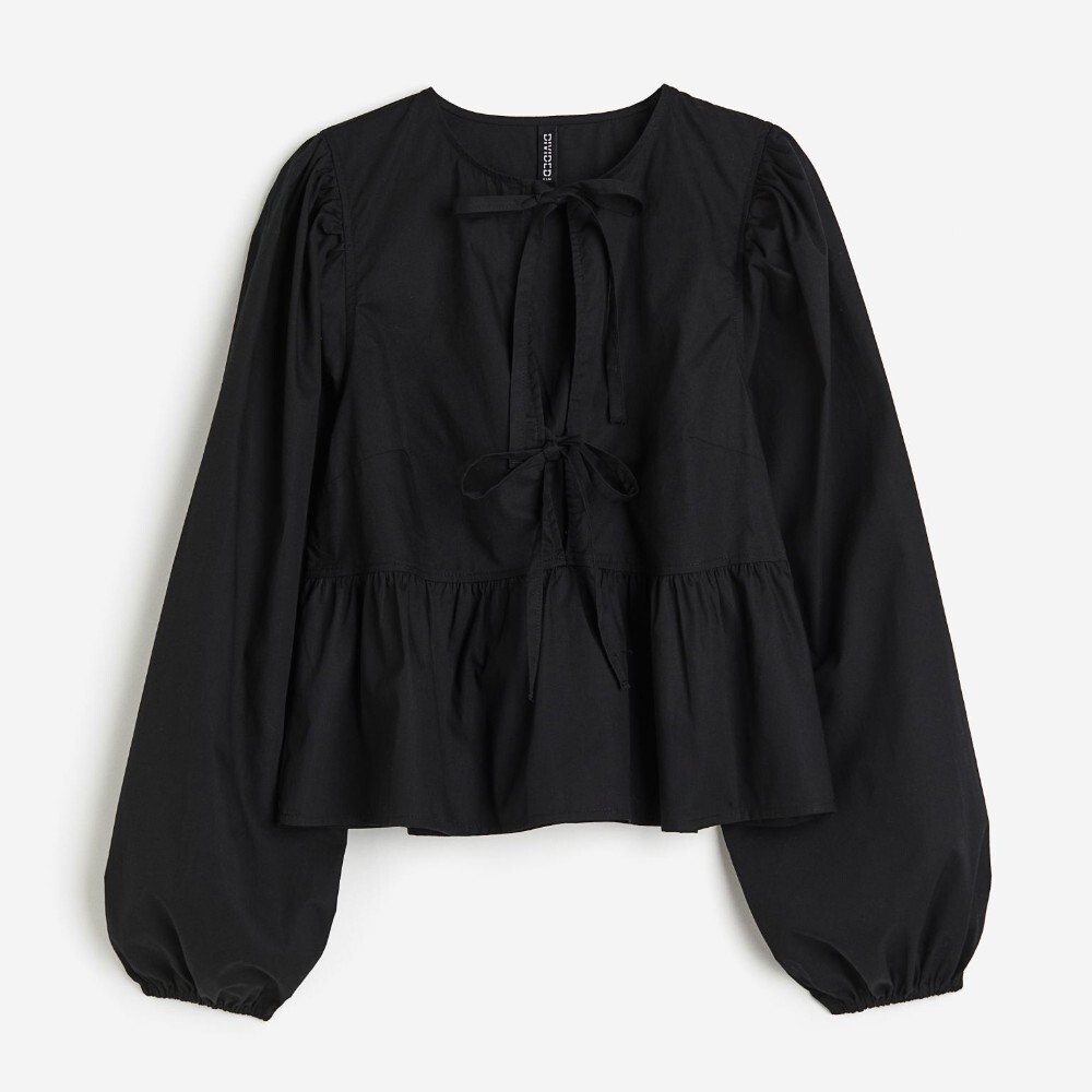 

Блузка H&M Tie-detail Peplum, черный