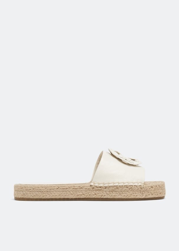 

Сандалии TORY BURCH Woven double T espadrille sandals, белый