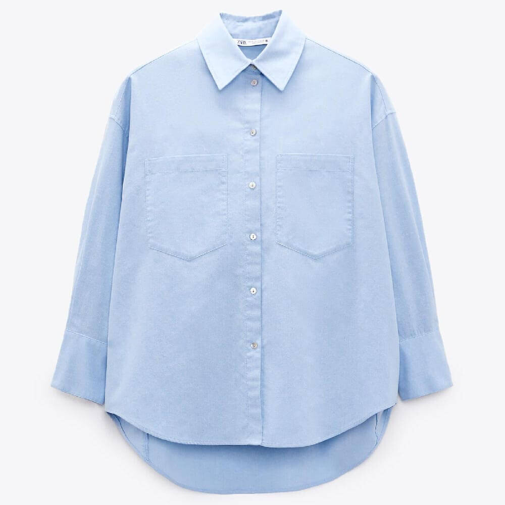 

Рубашка Zara Oxford, светло-голубой