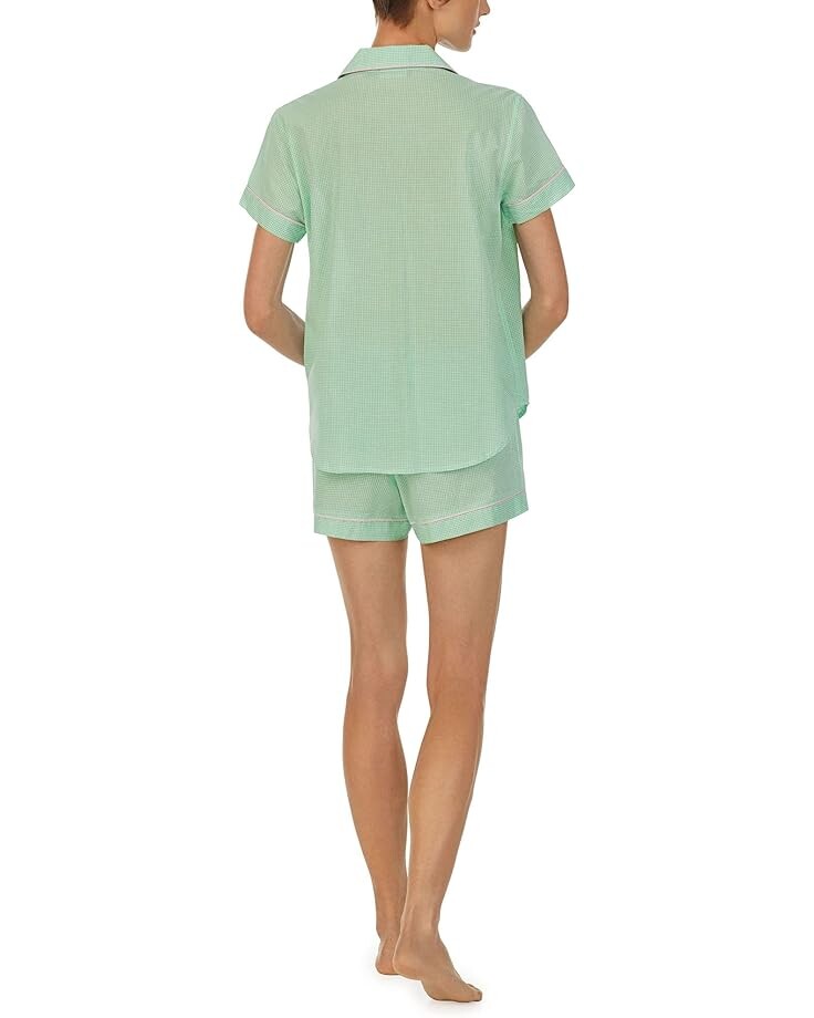 

Пижамный комплект LAUREN Ralph Lauren Short Sleeve Notch Collar Boxer PJ Set, цвет Green Gingham