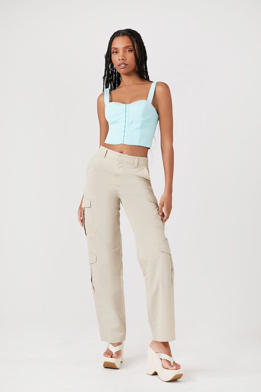 

Широкие брюки-карго Forever 21, хаки