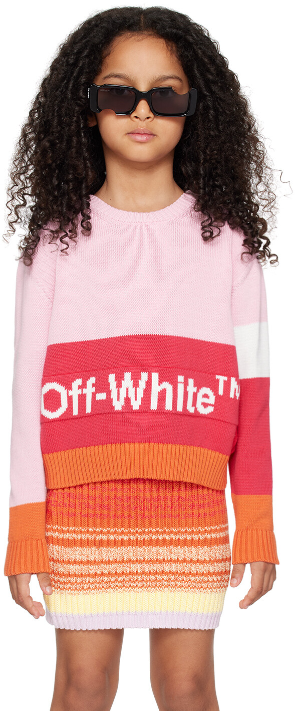 

Off-White Kids Розовый свитер с цветными блоками