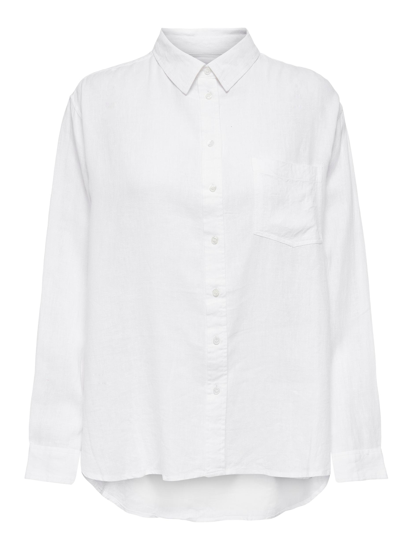Блуза ONLY Oversized Basic Hemd Leinen Business Shirt ONLTOKYO, белый