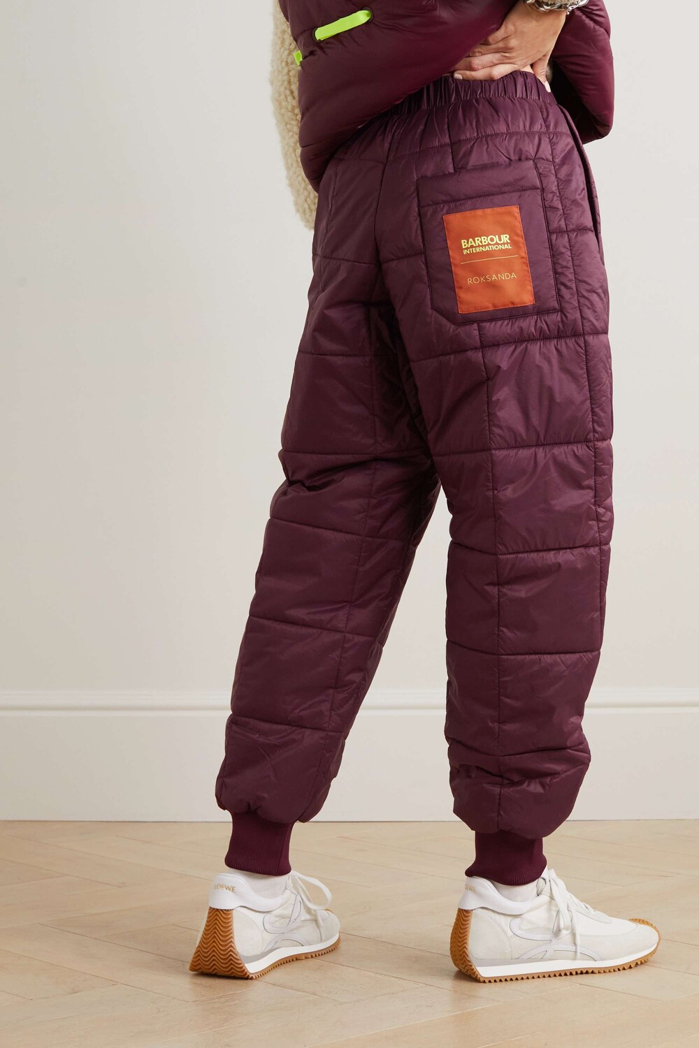 

BARBOUR + Roksanda Arna стеганые зауженные спортивные брюки с подкладкой из ракушек, бургундия, Коричневый