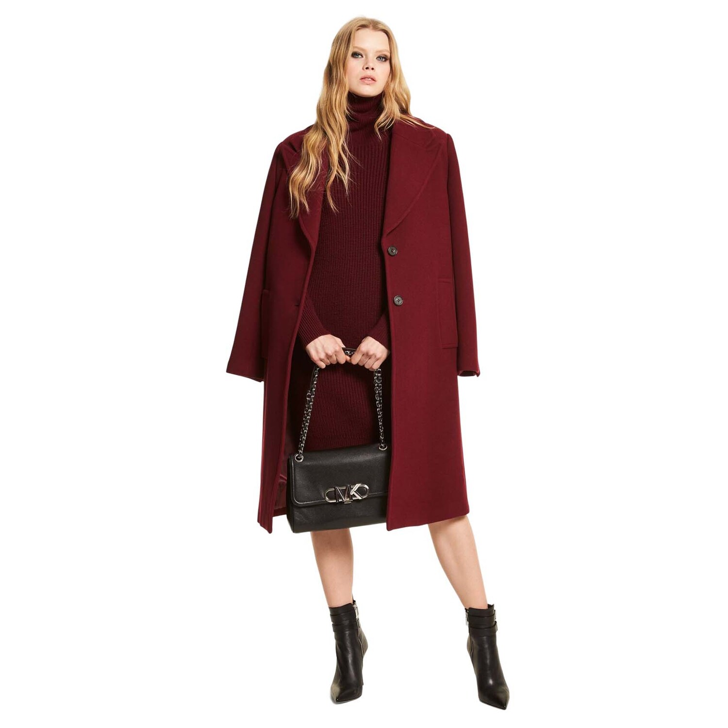 

Пальто Michael Michael Kors Melton Wool Oversized, бордовый, Красный