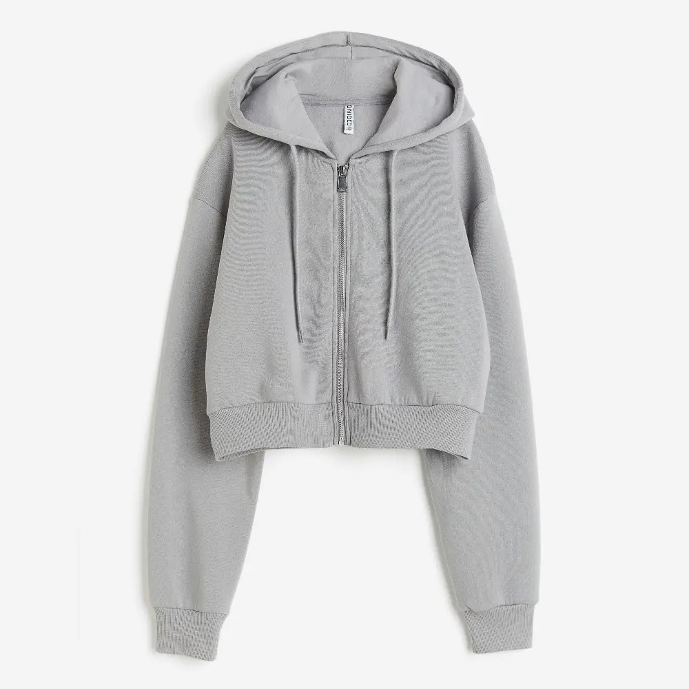 

Толстовка H&M Short Hooded Sweatshirt, светло-серый