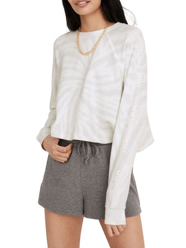 

Укороченная толстовка с принтом тай-дай Madewell White