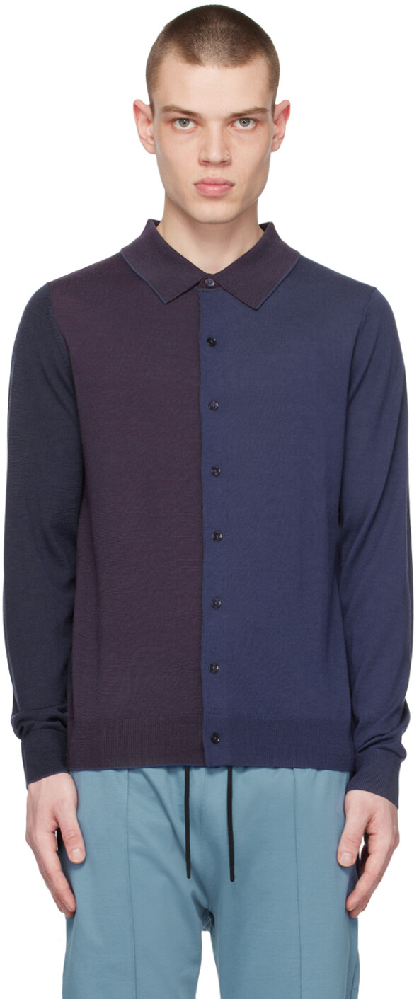 

Темно-синий двухцветный кардиган Paul Smith