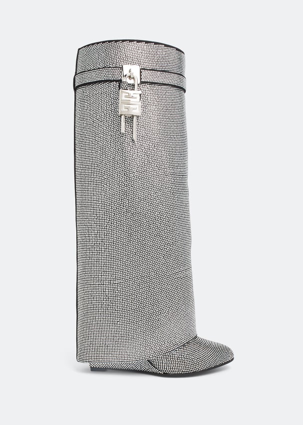 Ботинки GIVENCHY Shark Lock pant boots, серебряный цена и фото