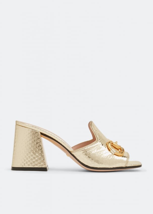 

Сандалии GUCCI Nojum python sandals, металлик