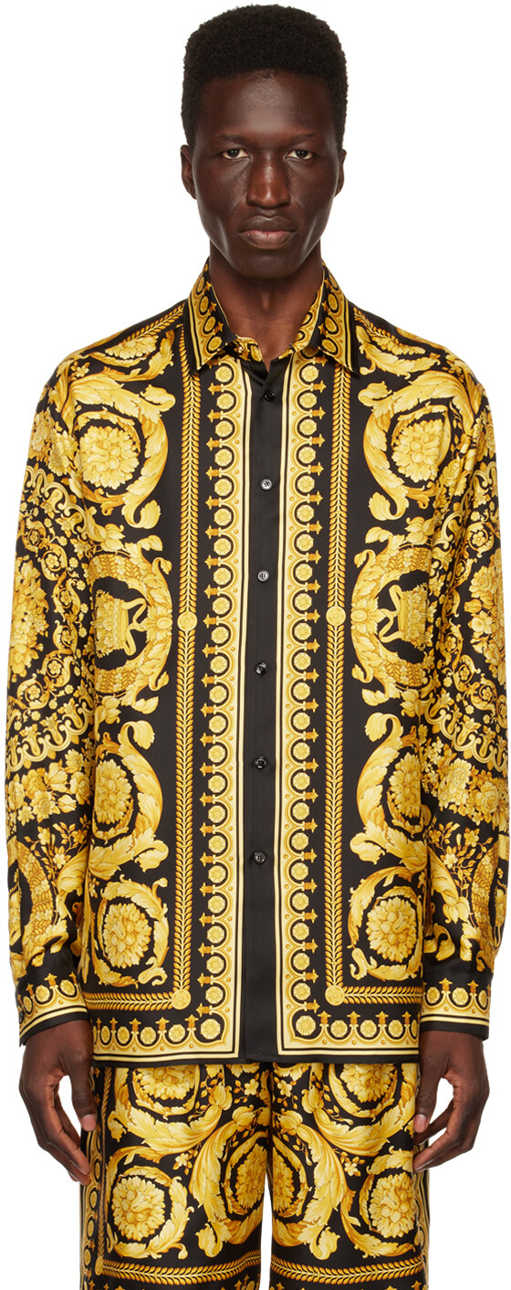 

Черно-золотая рубашка в стиле барокко Versace