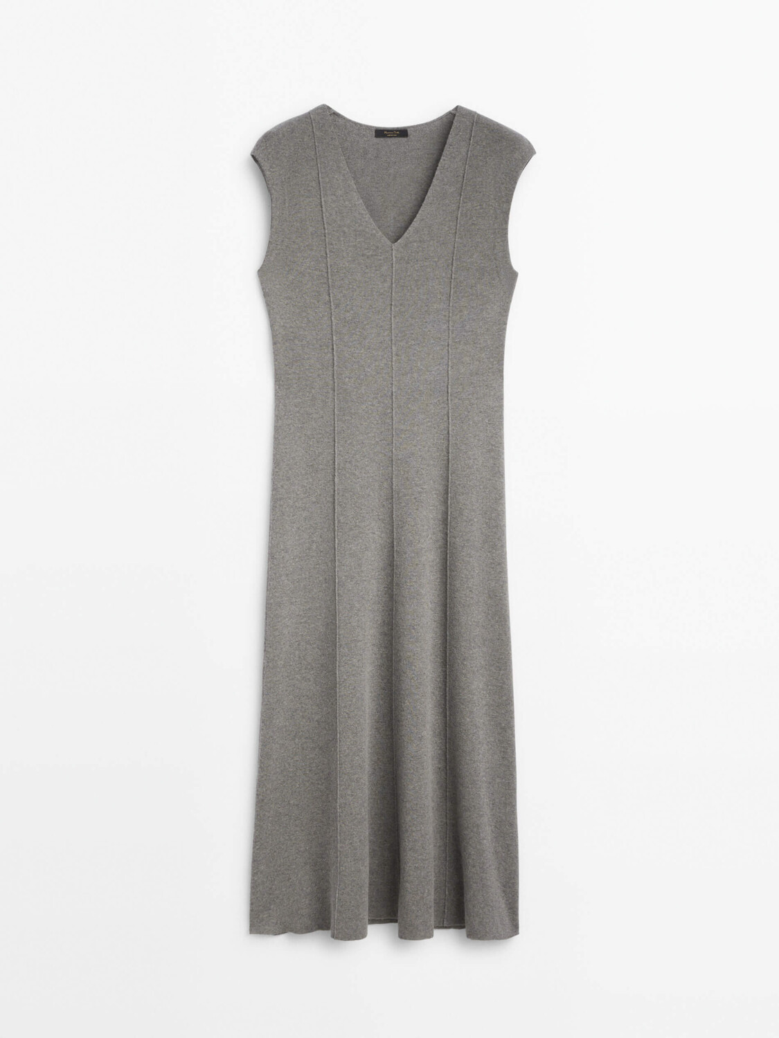 

Платье Massimo Dutti Flared With Topstitching Detail, серый меланжевый