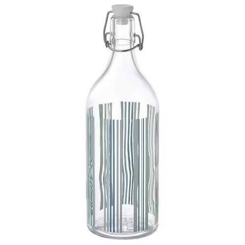 

Бутылка с принтом и пробкой 1 литр Ikea Korken, синий/зеленый