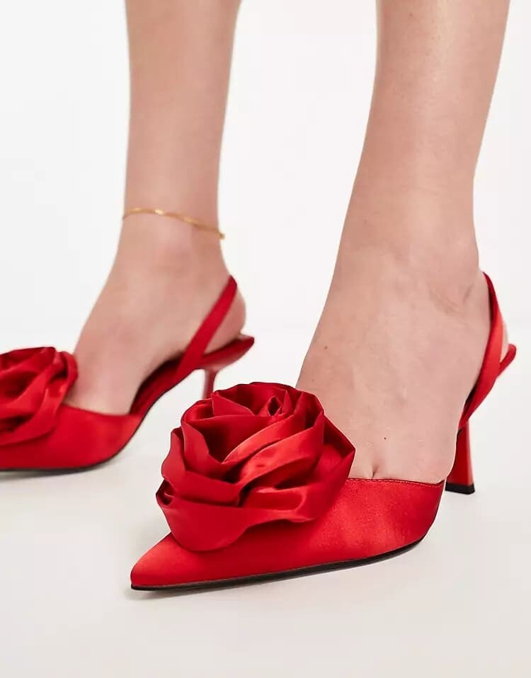 

Туфли ASOS DESIGN Sia Corsage Slingback Mid Heeled, красный