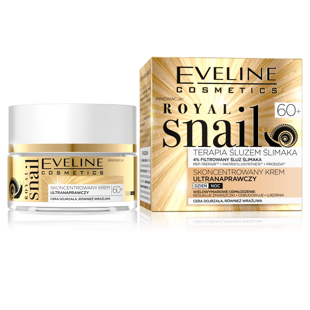 Eveline Cosmetics Royal Snail 60+ концентрированный ультравосстанавливающий дневной и ночной крем 50мл eveline cosmetics royal snail ультравосстанавливающий крем концентрат 60 50 мл