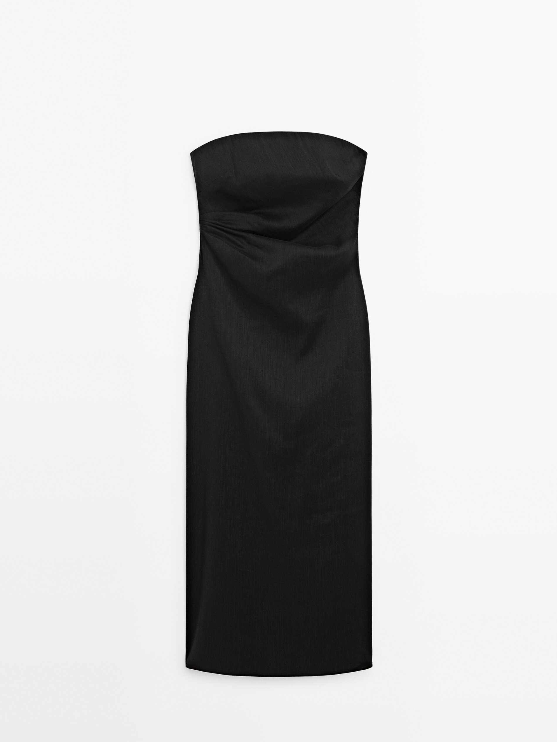 Платье Massimo Dutti Linen Blend Strapless, черный