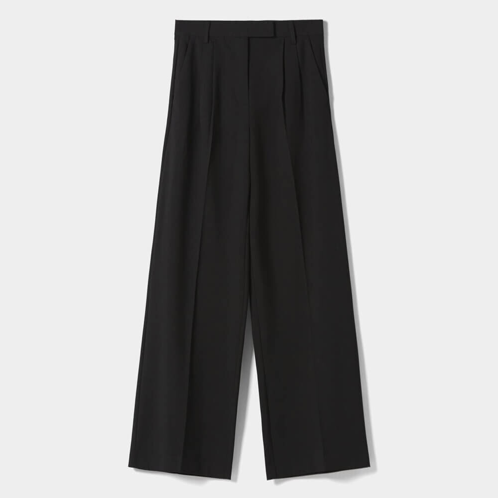 

Брюки Bershka Dad Fit Wide-leg Tailored, черный