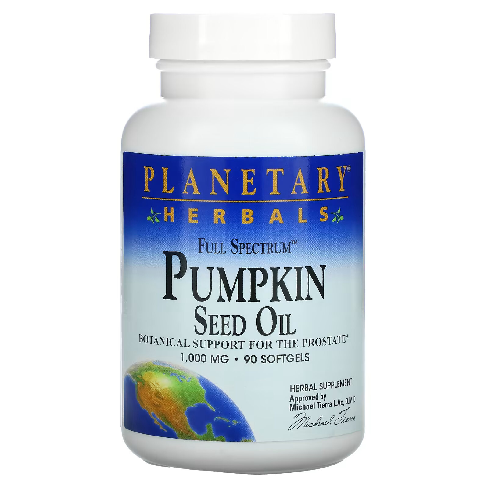 Planetary Herbals, Тыквенное масло с полным спектром активных веществ, 1000 мг, 90 гелевых капсул solaray тыквенное масло 1000 мг 90 капсул
