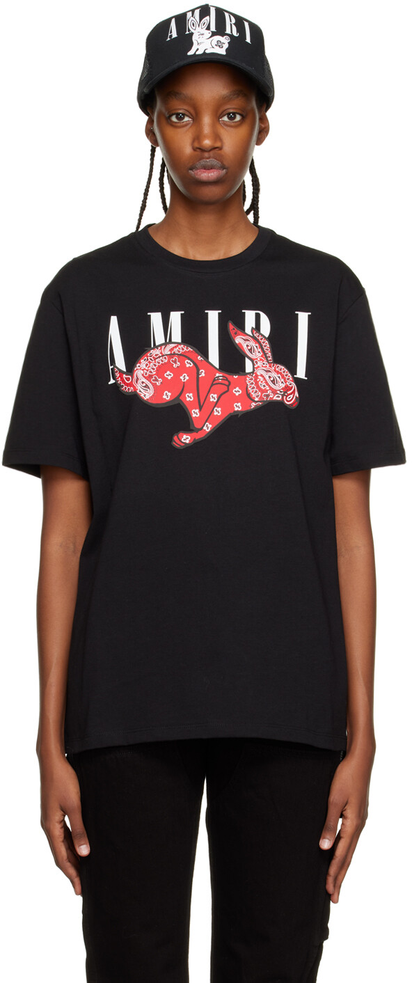 

Черная футболка с лунным новогодним кроликом AMIRI, Черный