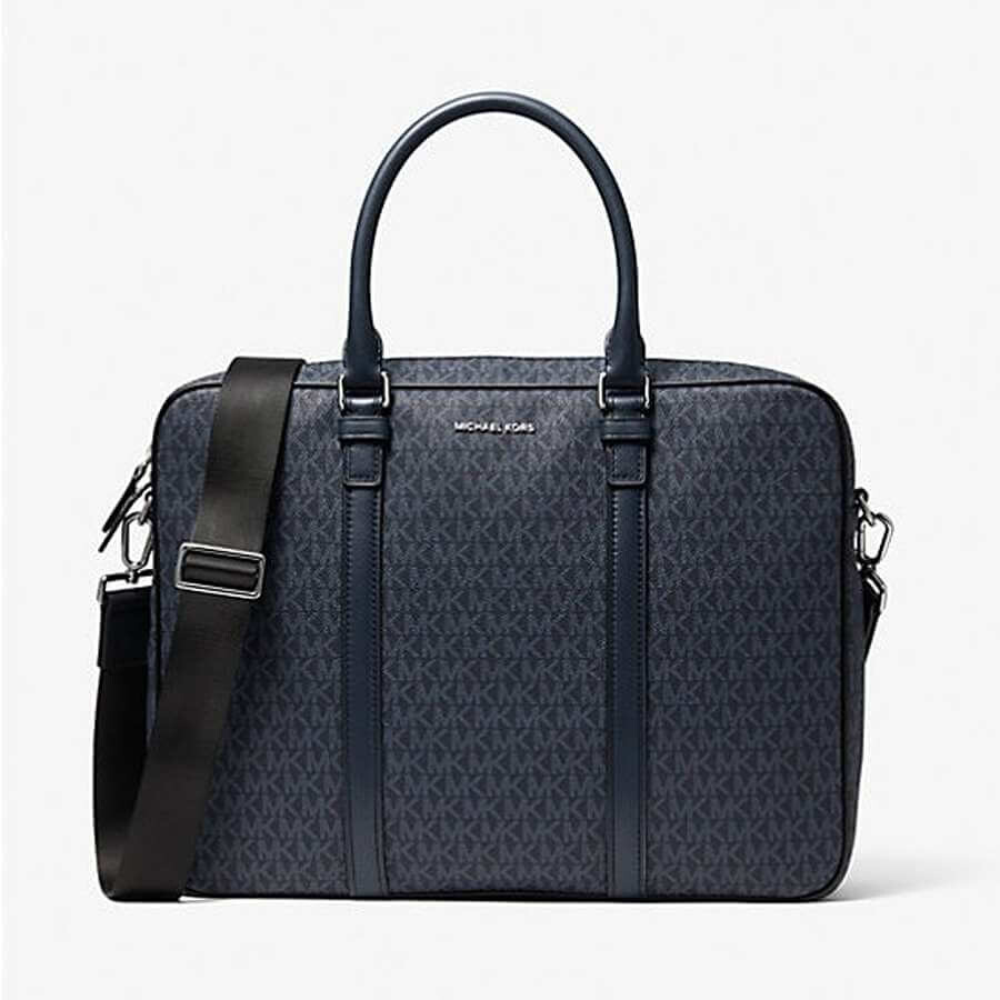 

Сумка Michael Kors Hudson Logo and Leather, темно-синий