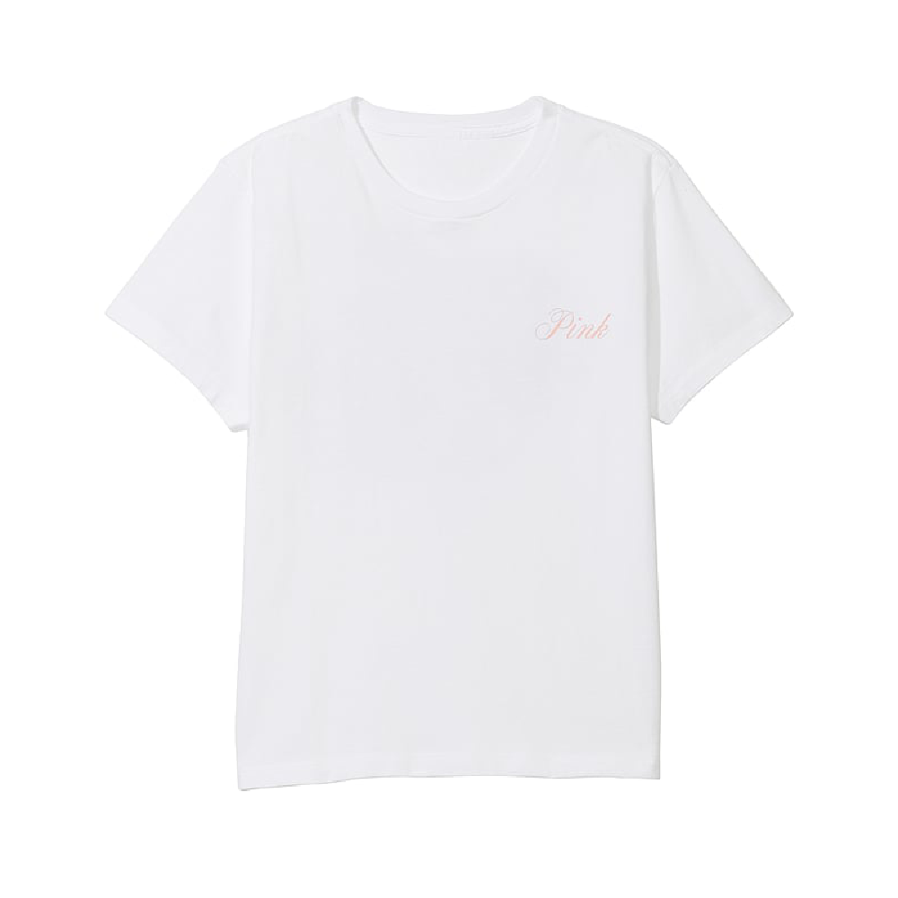 Футболка Victoria's Secret Pink Cotton Short-sleeve, белый футболка классического кроя с круглым вырезом h