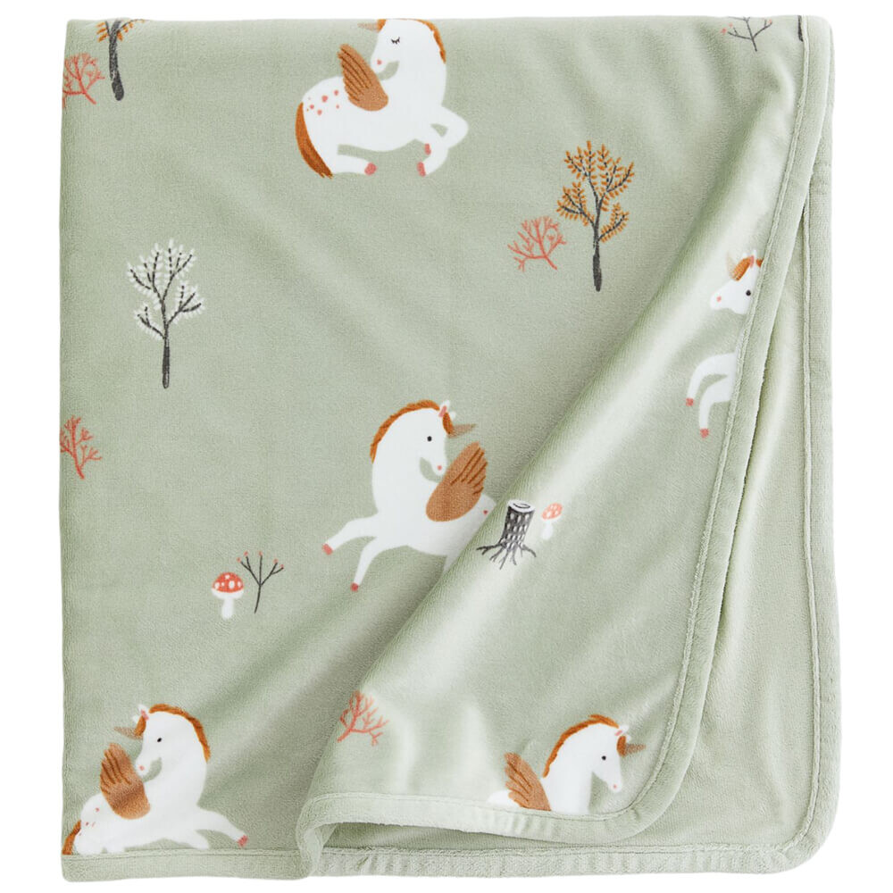 

Детский плед H&M Home Unicorns Patterned Velvet, светло-зеленый