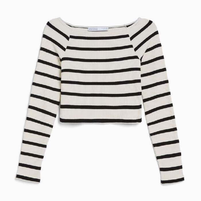 

Лонгслив Bershka Striped, синий/белый