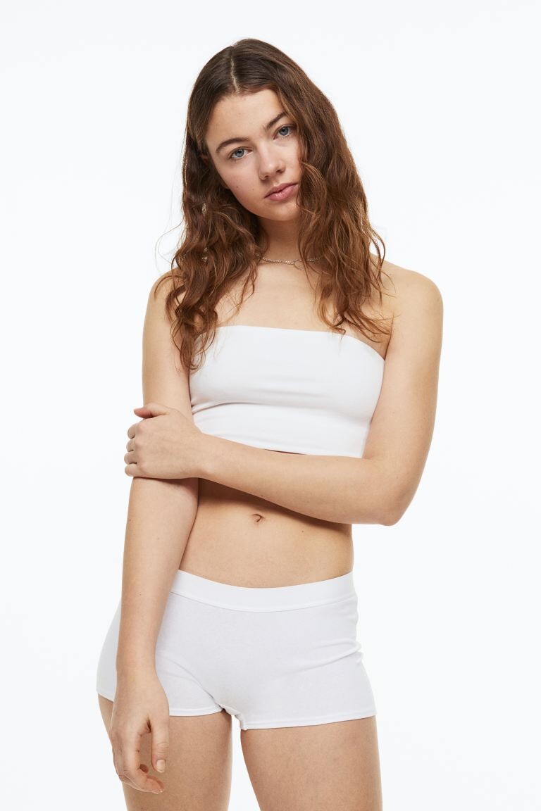 

3 пары хлопковых шорт H&M, светло-серый меланж/белый/черный
