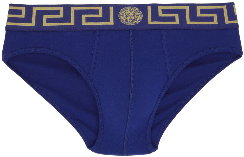 

Синие трусы с каймой Greca Versace Underwear
