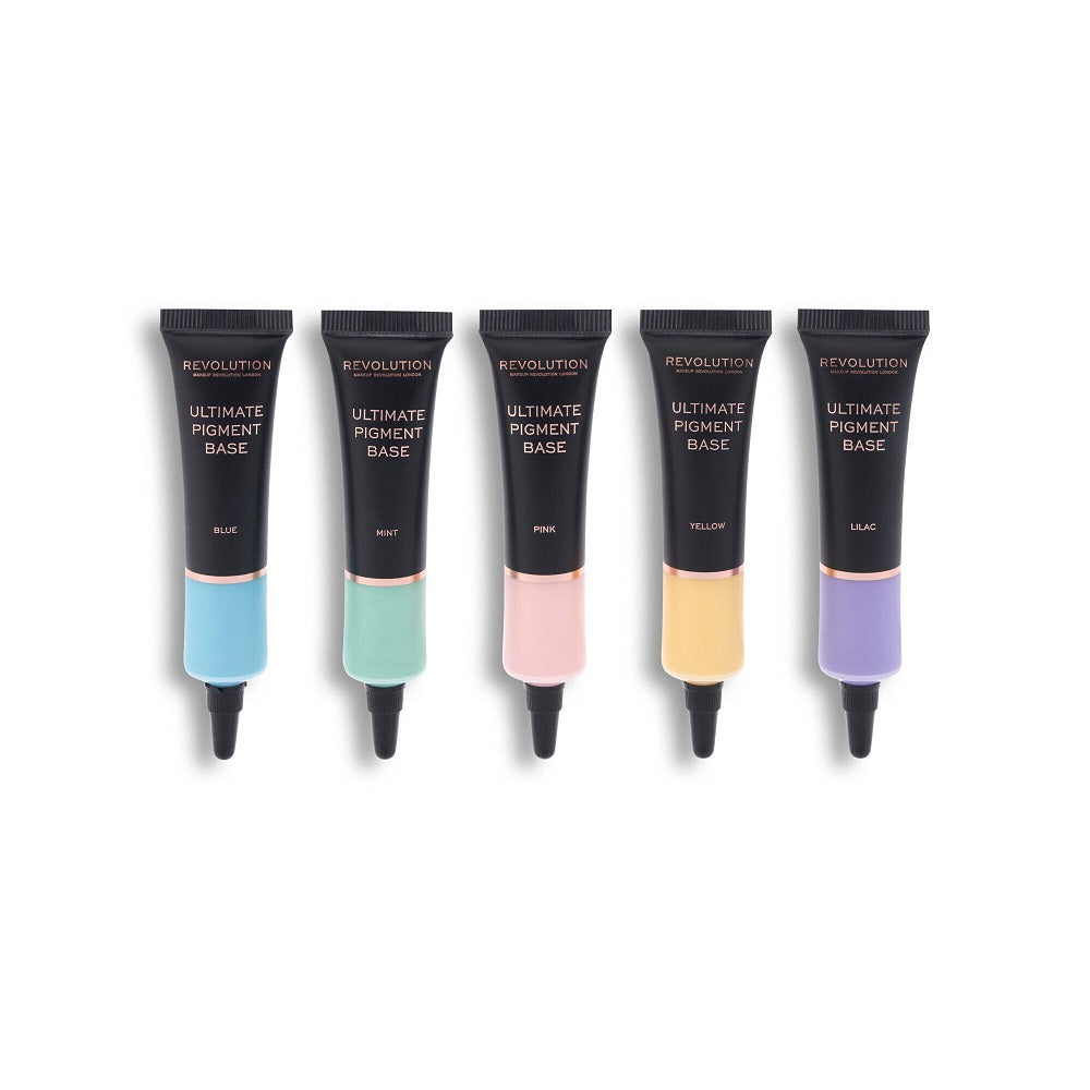 Makeup Revolution Ultimate Pigment Base Set Базовый набор для теней для век  Синий + Мятный + Розовый + Желтый + Сиреневый 5x15 мл – заказать с  доставкой из-за рубежа через онлайн-сервис «CDEK.Shopping»