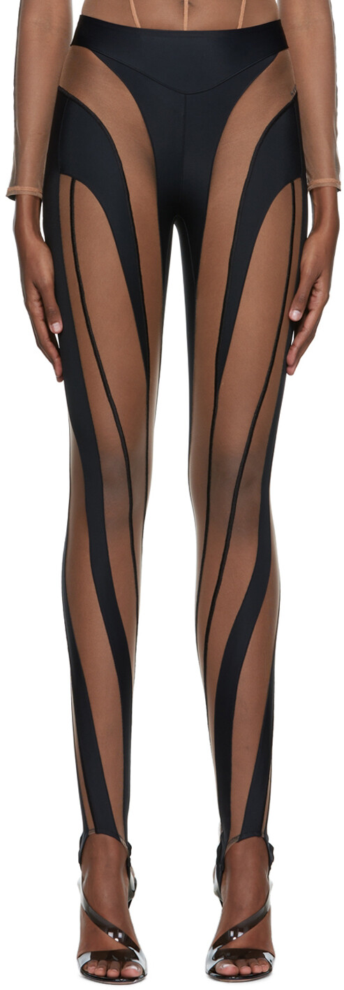 

Черные спиральные поножи Mugler