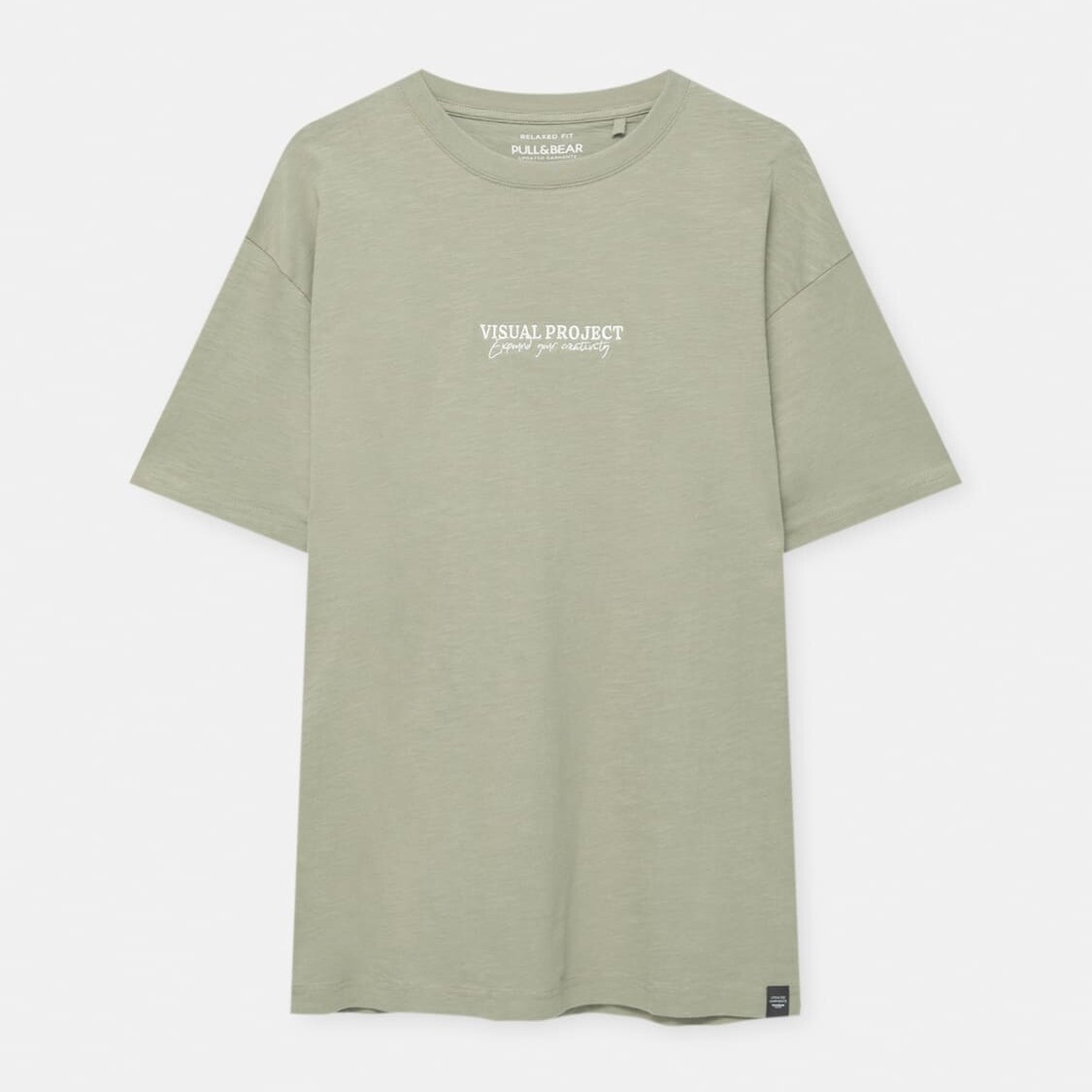 

Футболка Pull&Bear Short Sleeve Textured With Slogan, хаки