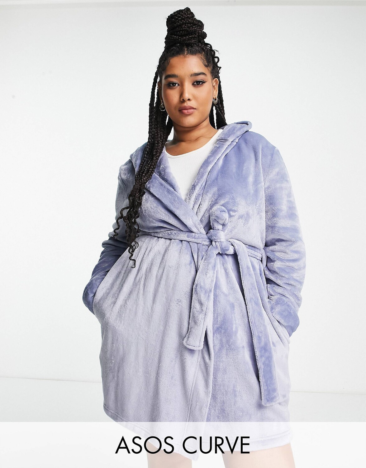 

Синий мини-халат из супермягкого флиса ASOS DESIGN Curve