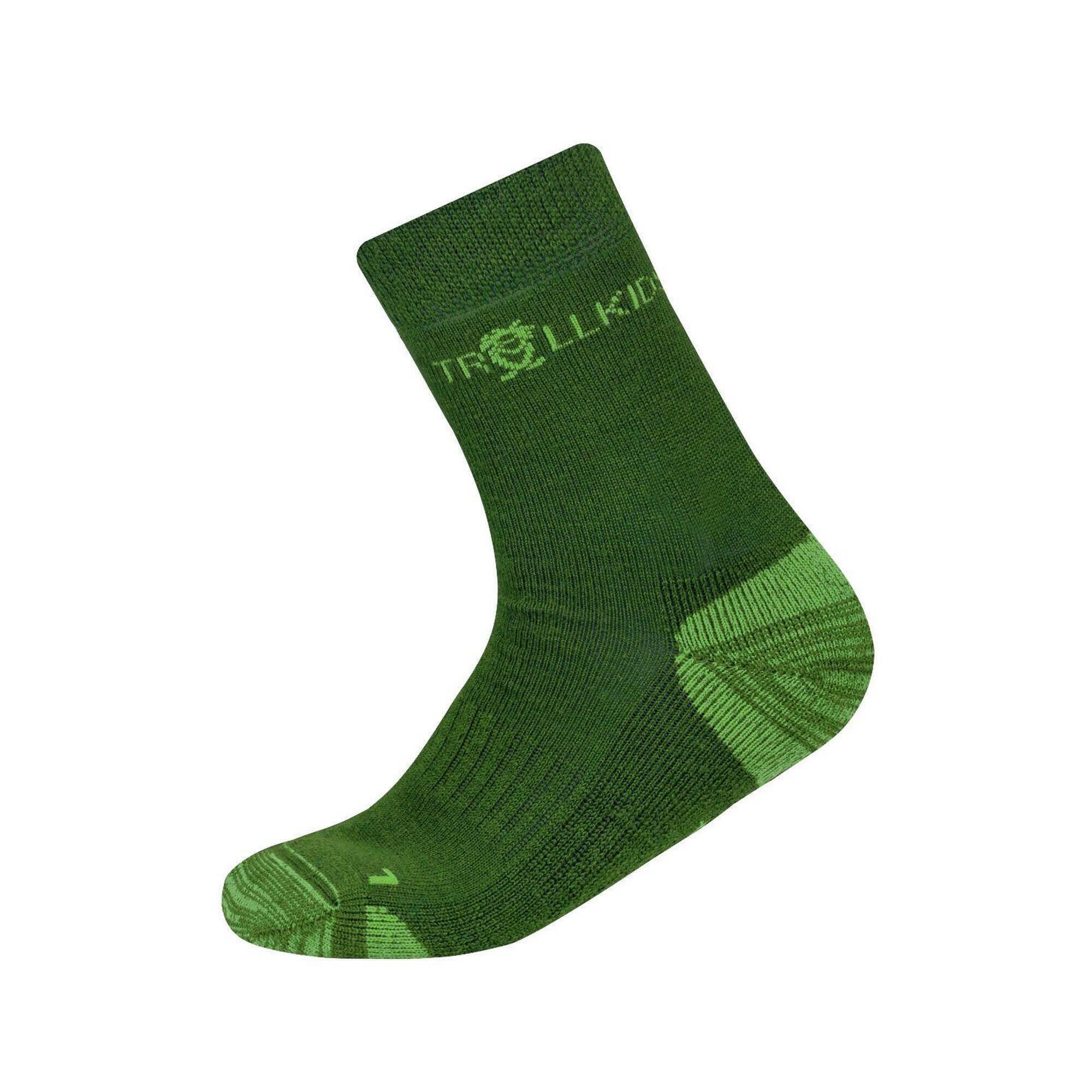 Носки детские походные Trollkids Preikestolen, темно-зеленый/светло-зеленый