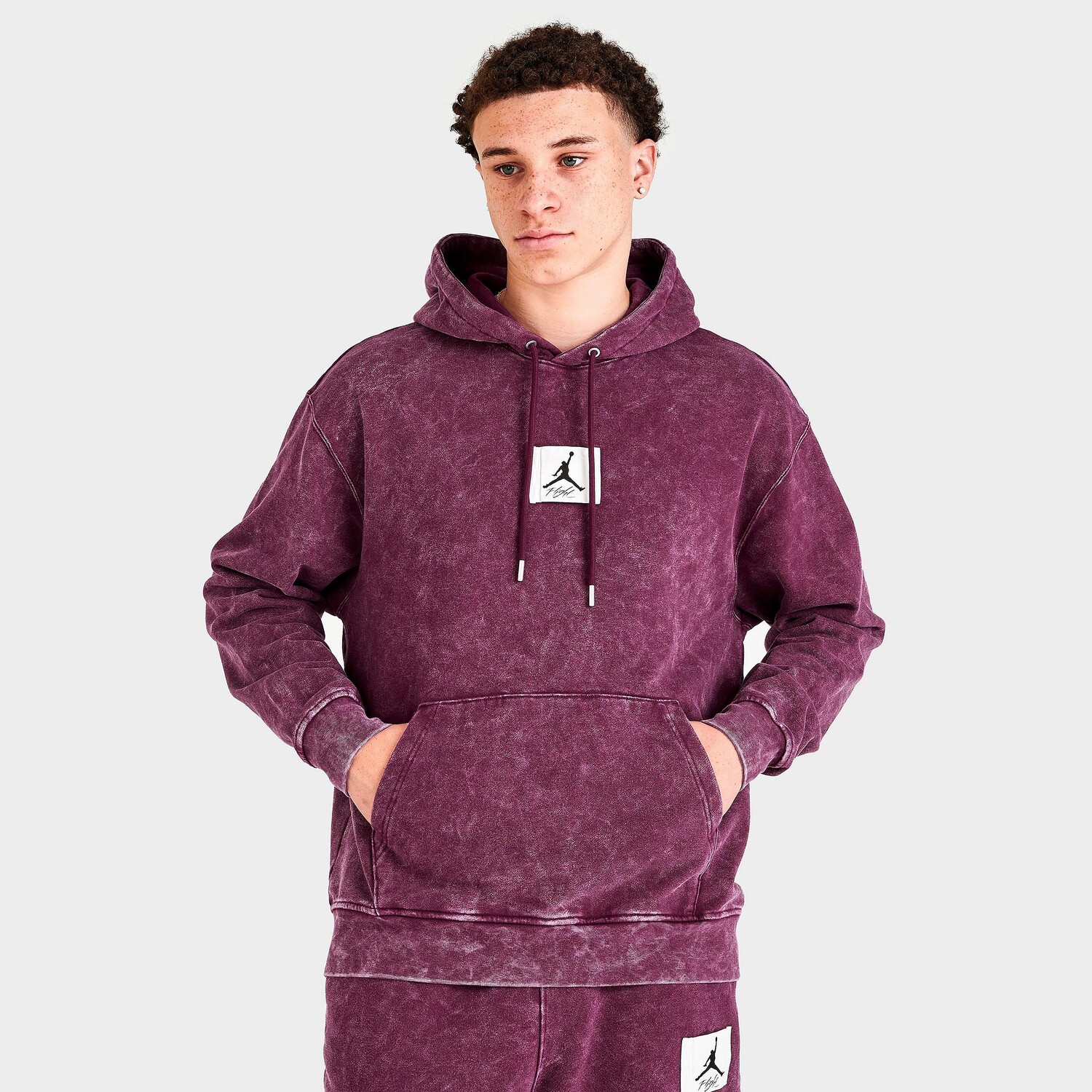

Флисовый пуловер с капюшоном Jordan Essentials All-Over Wash, красный