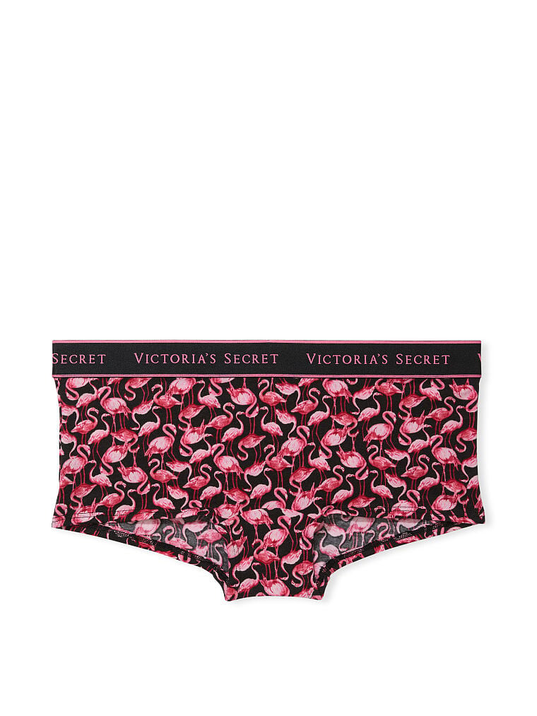 

Трусы Victoria's Secret Logo Cotton Boyshort, черный/розовый