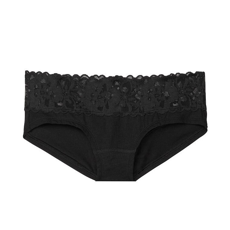 

Трусы Victoria's Secret Lace Waist Cotton Hiphugger, черный