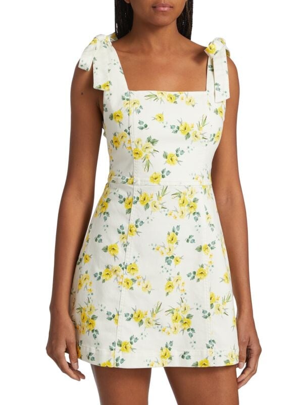 

Мини-платье maryann с завязками на плечах Alice + Olivia White multi