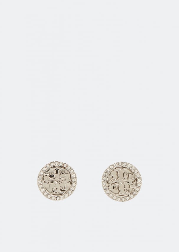 Серьги TORY BURCH Crystal logo earrings, серебряный
