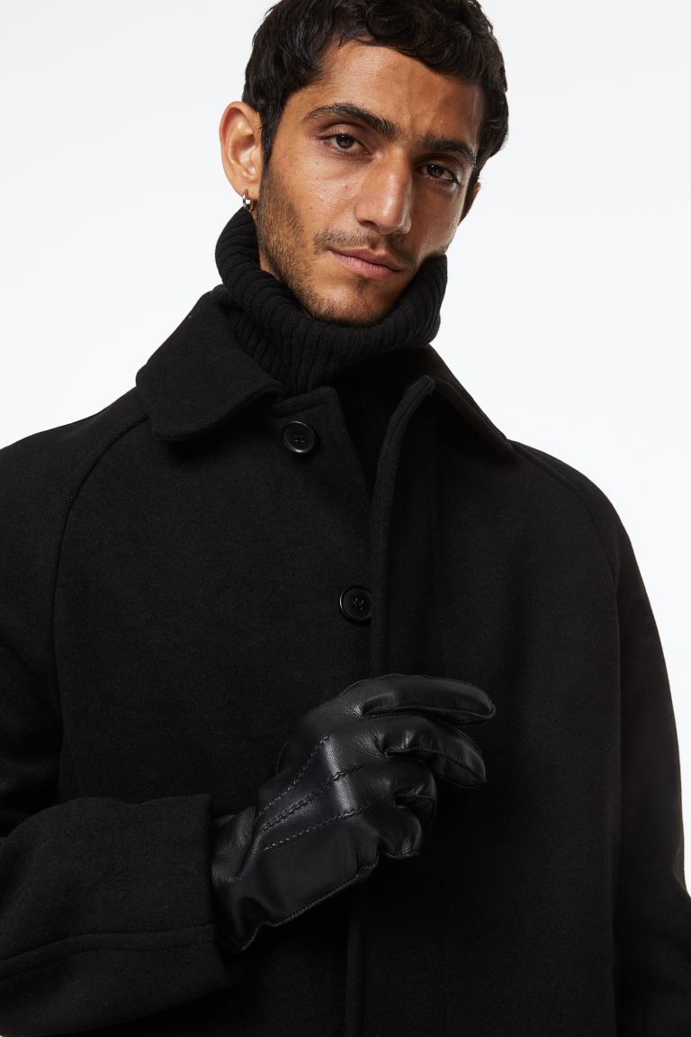 Кожаные перчатки H&M, черный