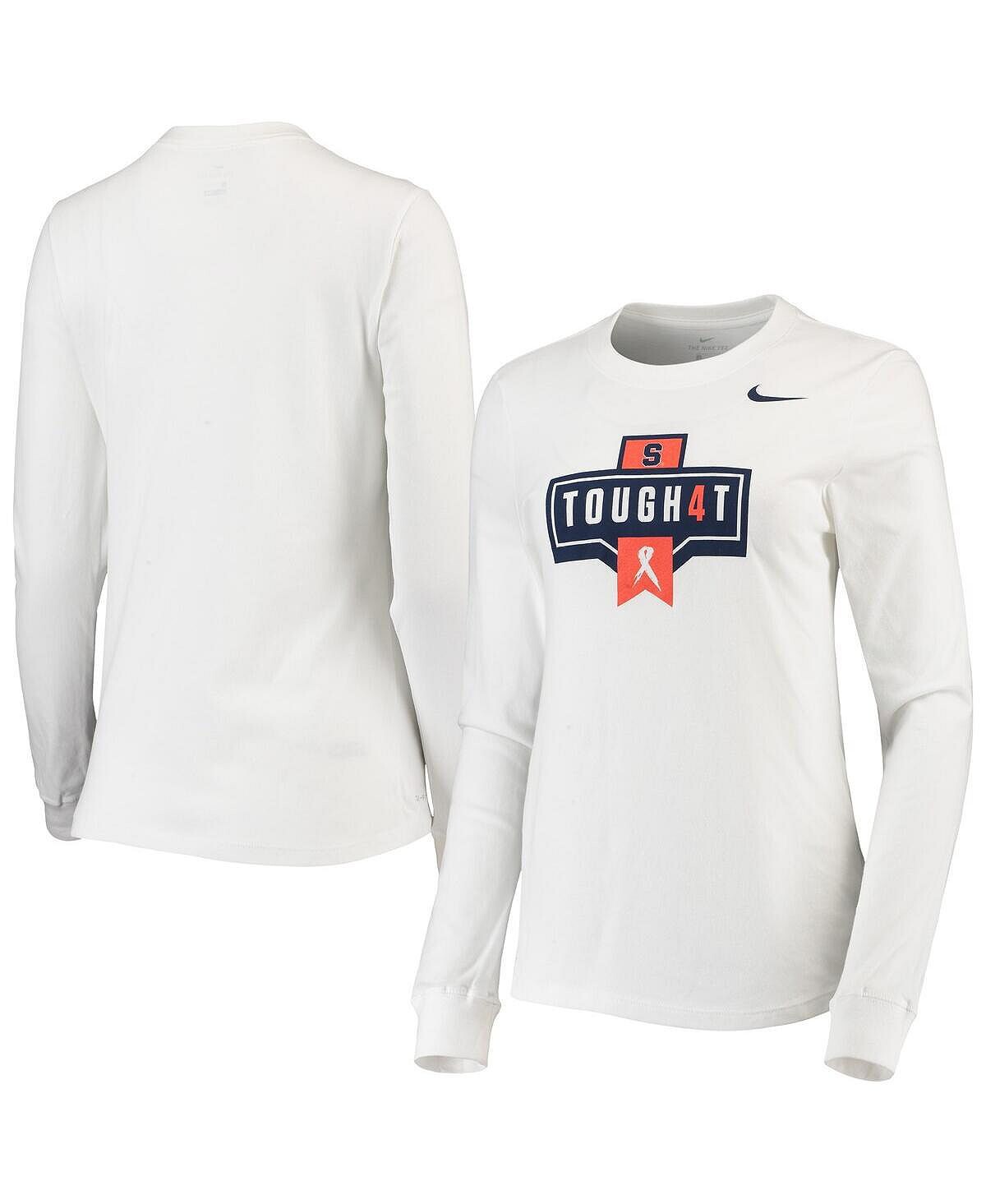 

Женская белая футболка с длинным рукавом syracuse orange tough4t performance с длинным рукавом Nike, белый
