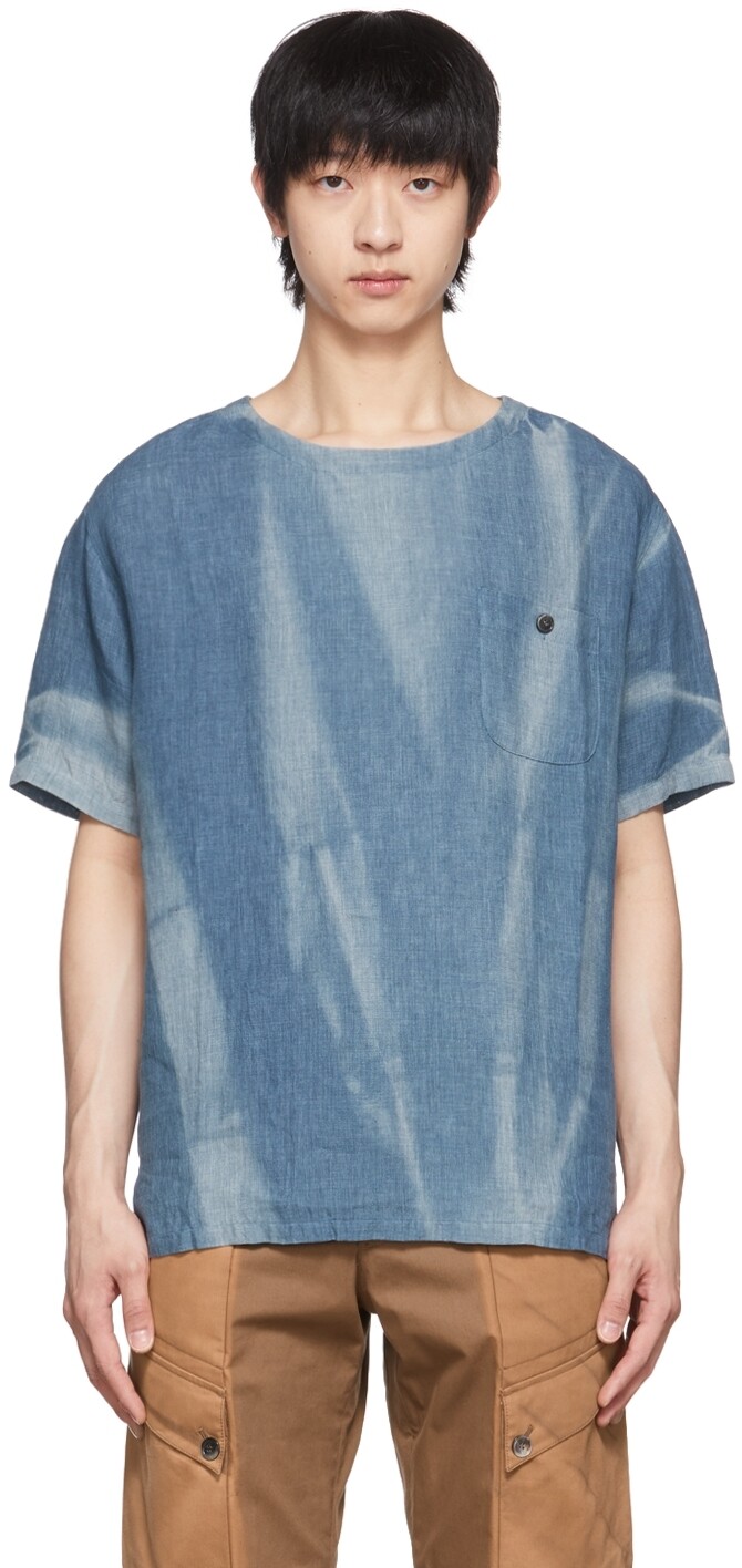 

SSENSE Эксклюзивная синяя льняная футболка JiyongKim, Синий