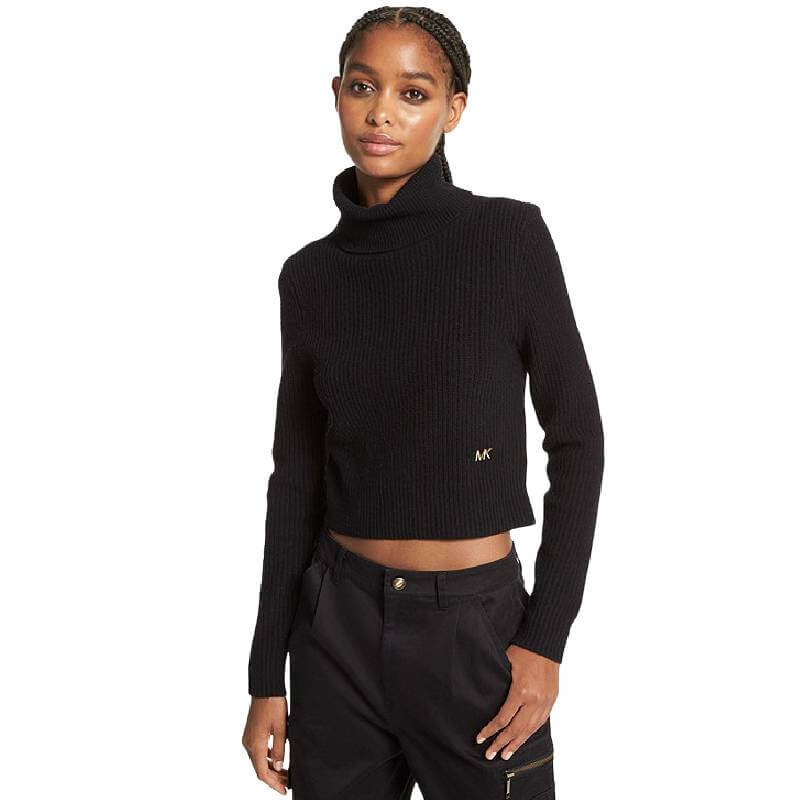 

Свитер Michael Michael Kors Stretch Wool Cropped Turtleneck, черный