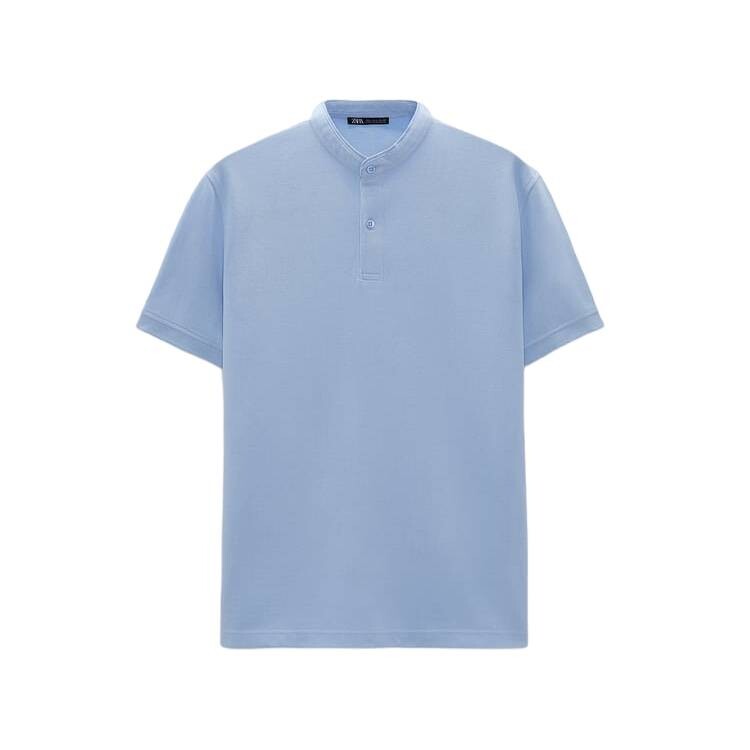 

Поло Zara Textured Pique Shirt, небесно-голубой