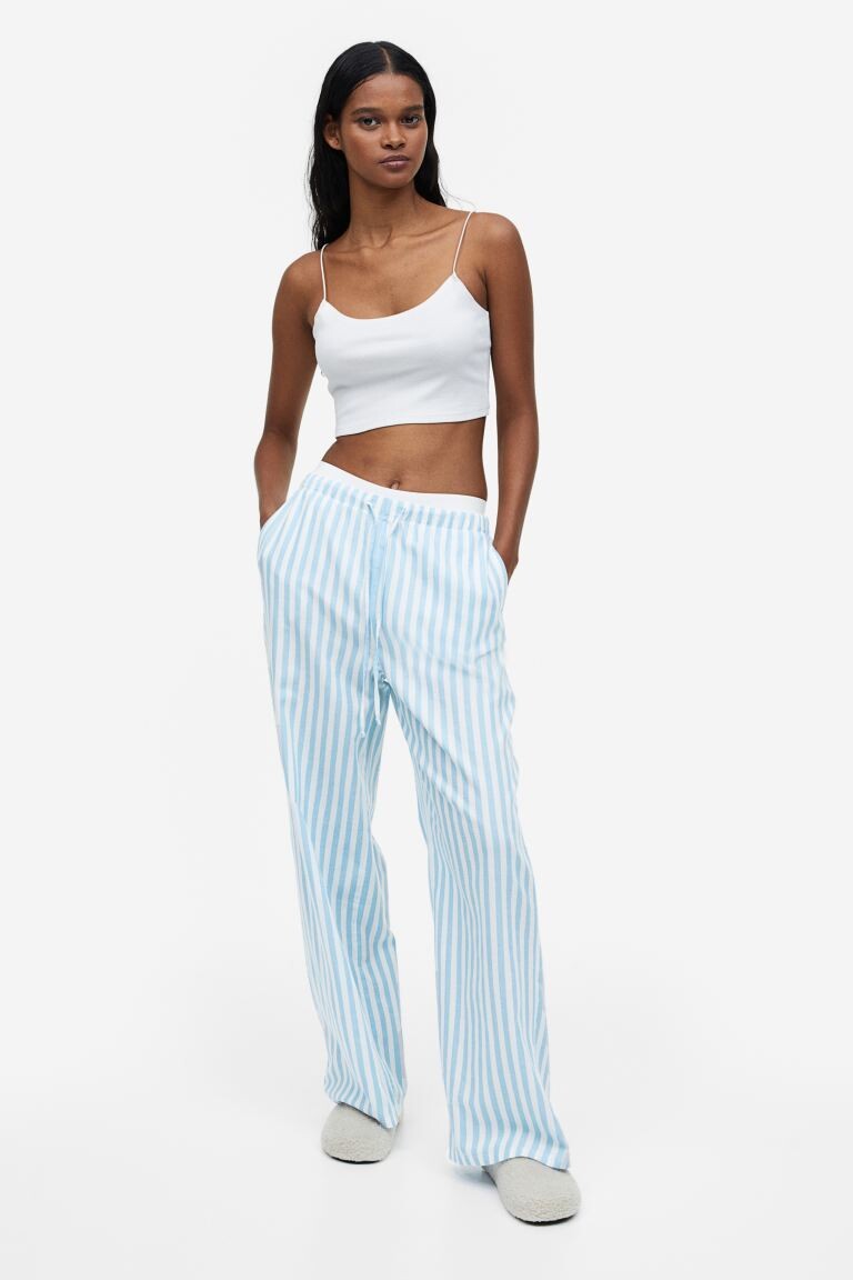 

Пижамные штаны из твила H&M, голубой/полосатый