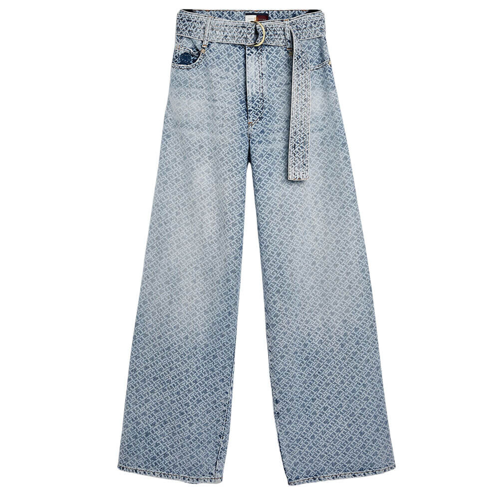 

Джинсы широкие с высокой посадкой Tommy Hilfiger Monogram, серо-синий